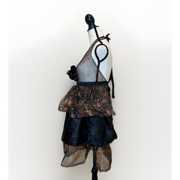 Halloween Witch Apron Women’s One Size Black And Orange Tie On Costume Flaw - Picture 3 of 13